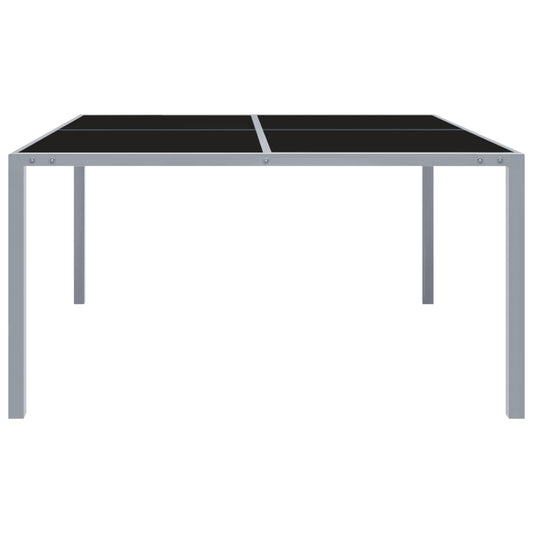 Mesa De Jardín De Acero Y Vidrio Gris 130X130X72 Cm