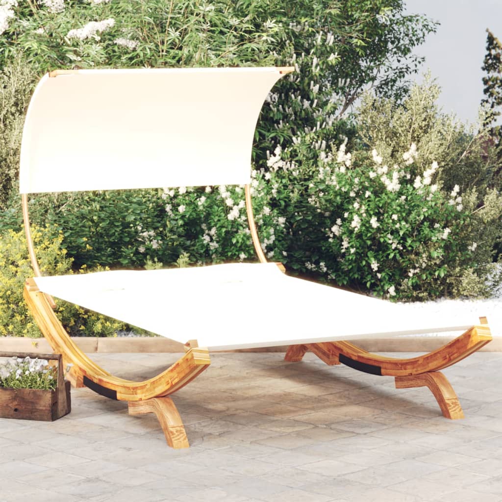 Tumbona Con Dosel Madera Curvada Gris