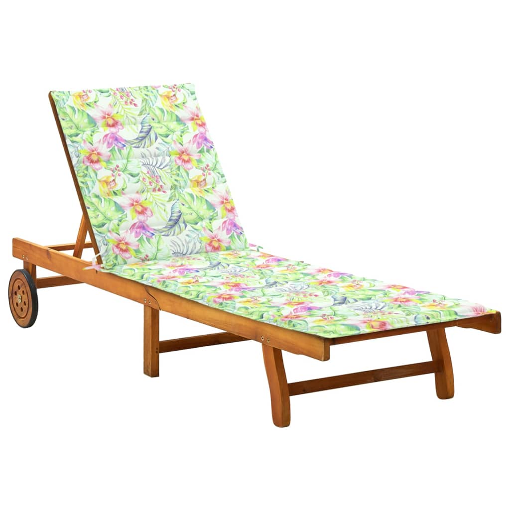 Tumbona De Jardín 2 Personas Y Cojines Madera Maciza De Acacia
