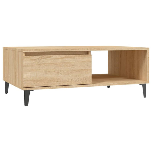 Mesa De Centro Madera Contrachapada Color Roble 90X60X35 Cm