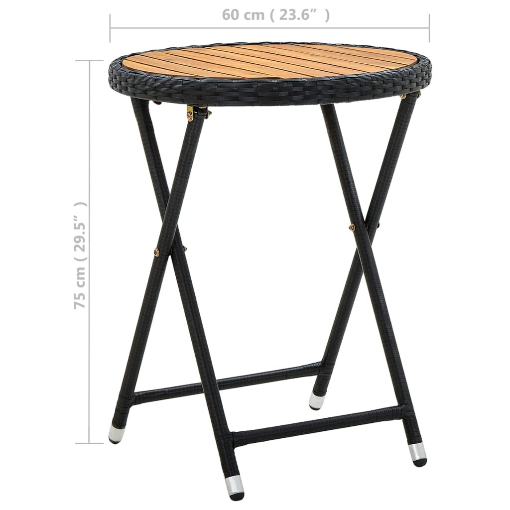 Mesa De Centro Ratán Sintético Y Madera Maciza De Acacia 60 Cm