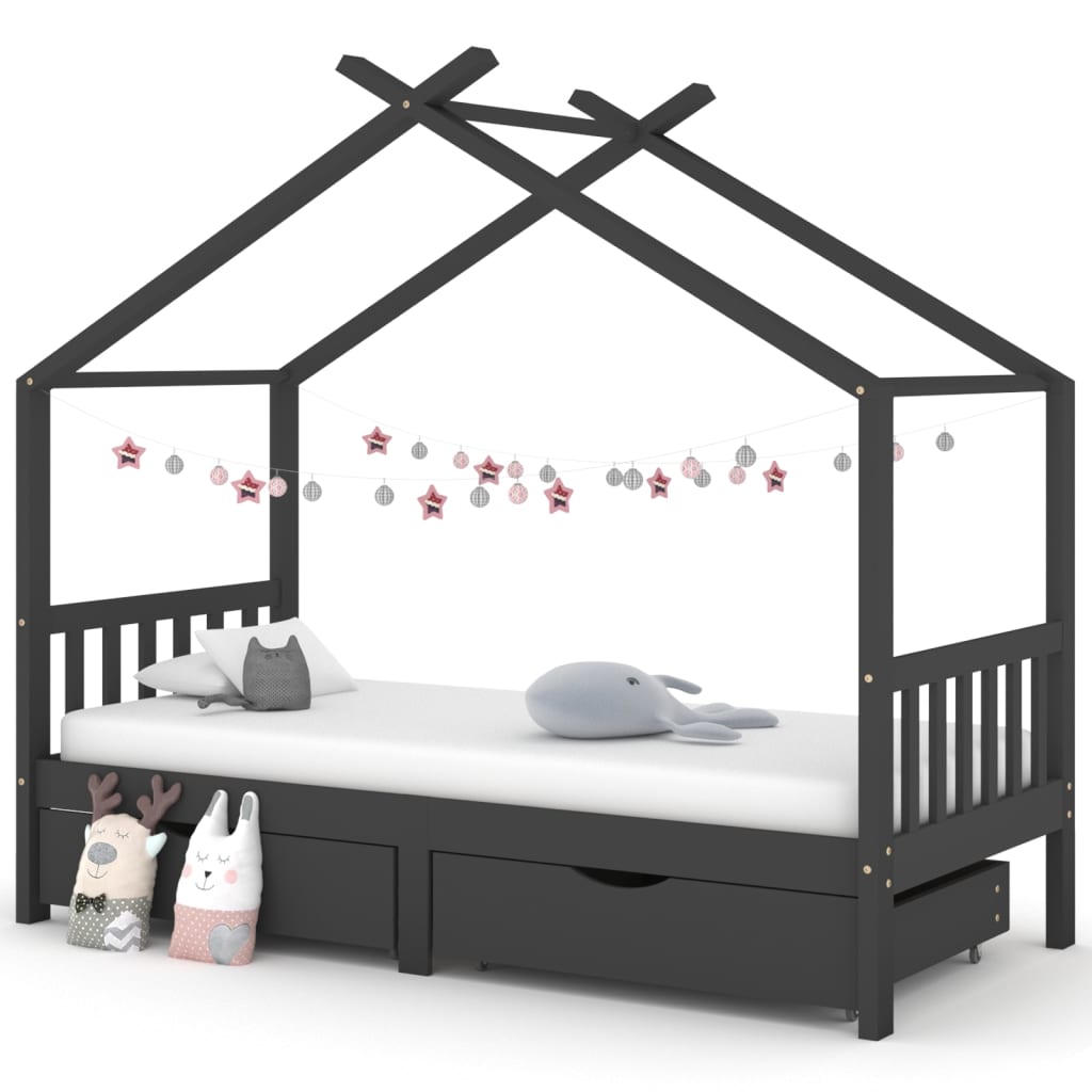 Estructura De Cama Niños Y Cajón Madera Maciza Blanca