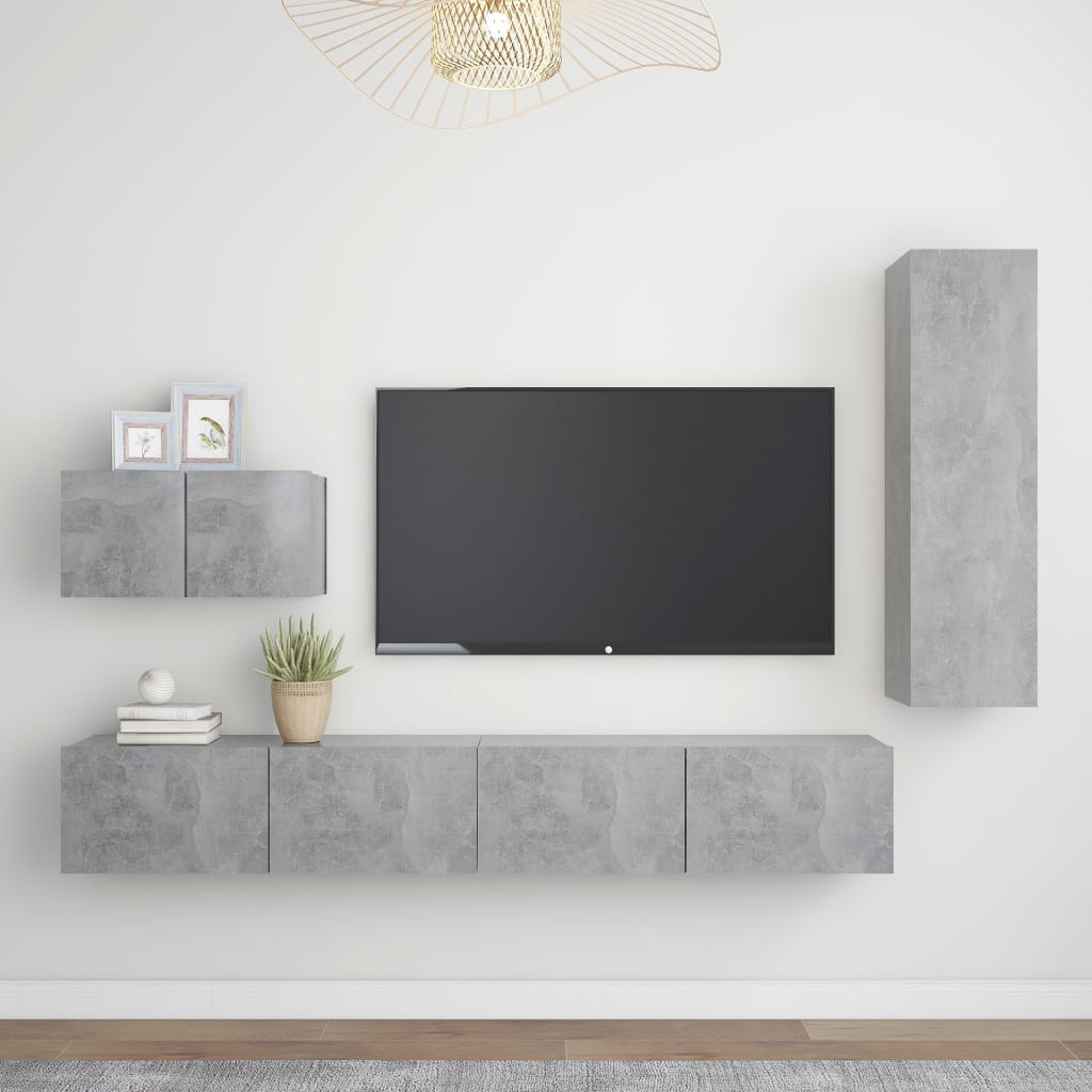 Conjunto De Mueble De Tv Con Cajón 4 Pcs Roble Artesanal