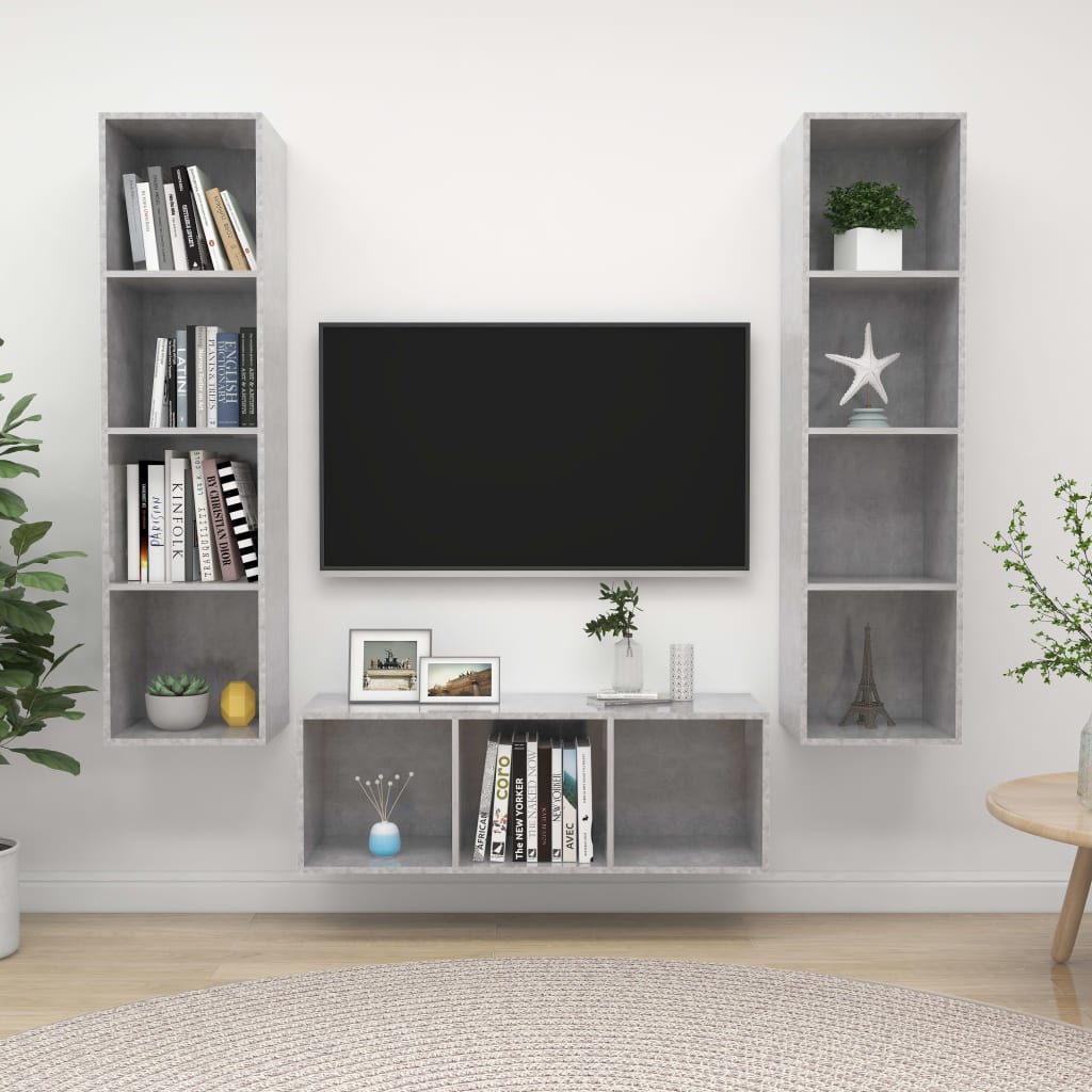Conjunto De Mueble De Tv 3 Pcs Roble Artesanal