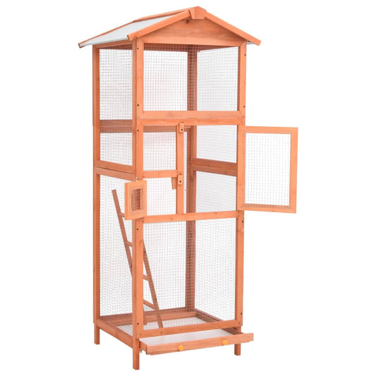 Jaula Para Pájaros Madera Maciza De Abeto 68X62X166 Cm