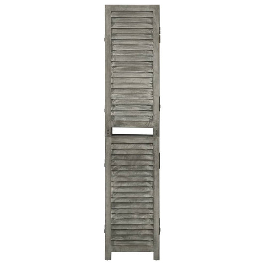 Biombo De 6 Paneles De Madera Maciza Gris