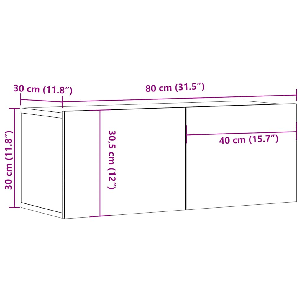 Mueble Para Tv Madera De Ingeniería 80X30X30 Cm