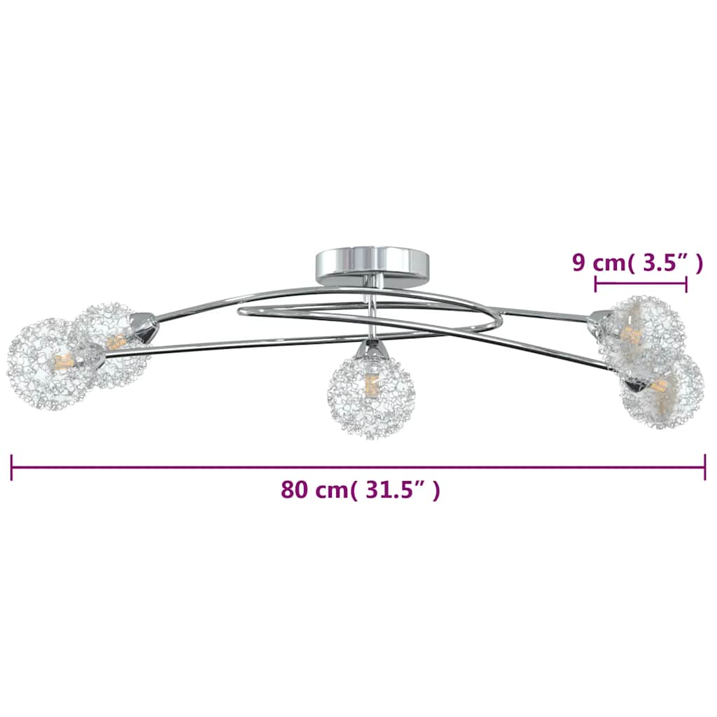 Lámpara De Techo Con Pantallas De Alambre 5 Bombillas Led G9