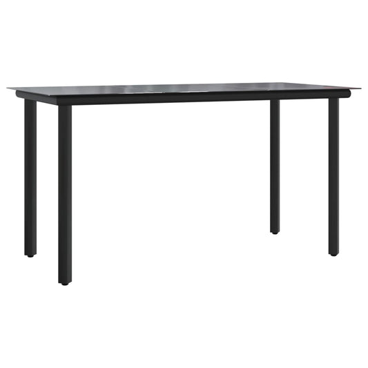 Mesa Comedor Jardín Acero Y Vidrio Templado Negro 200X100X74 Cm
