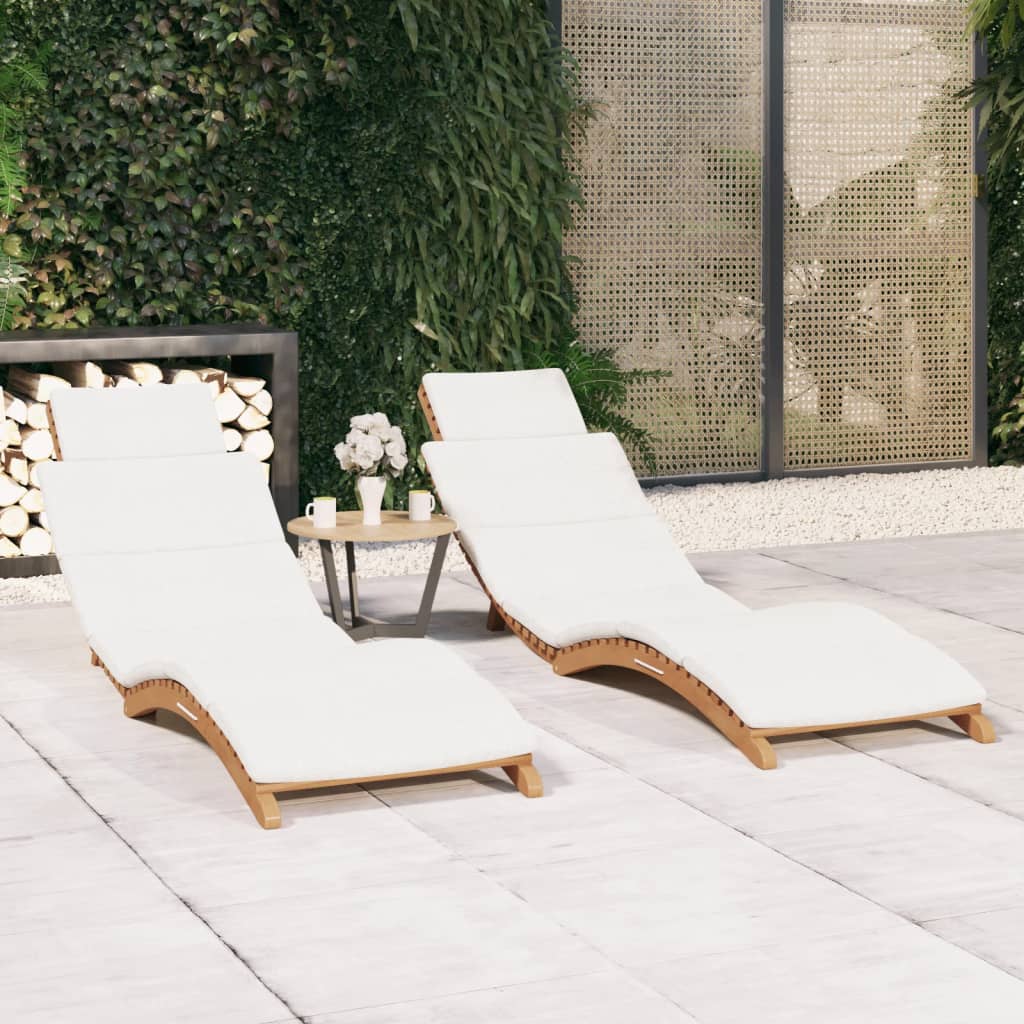 Tumbona Plegable Con Cojín Crema Madera Maciza De Teca