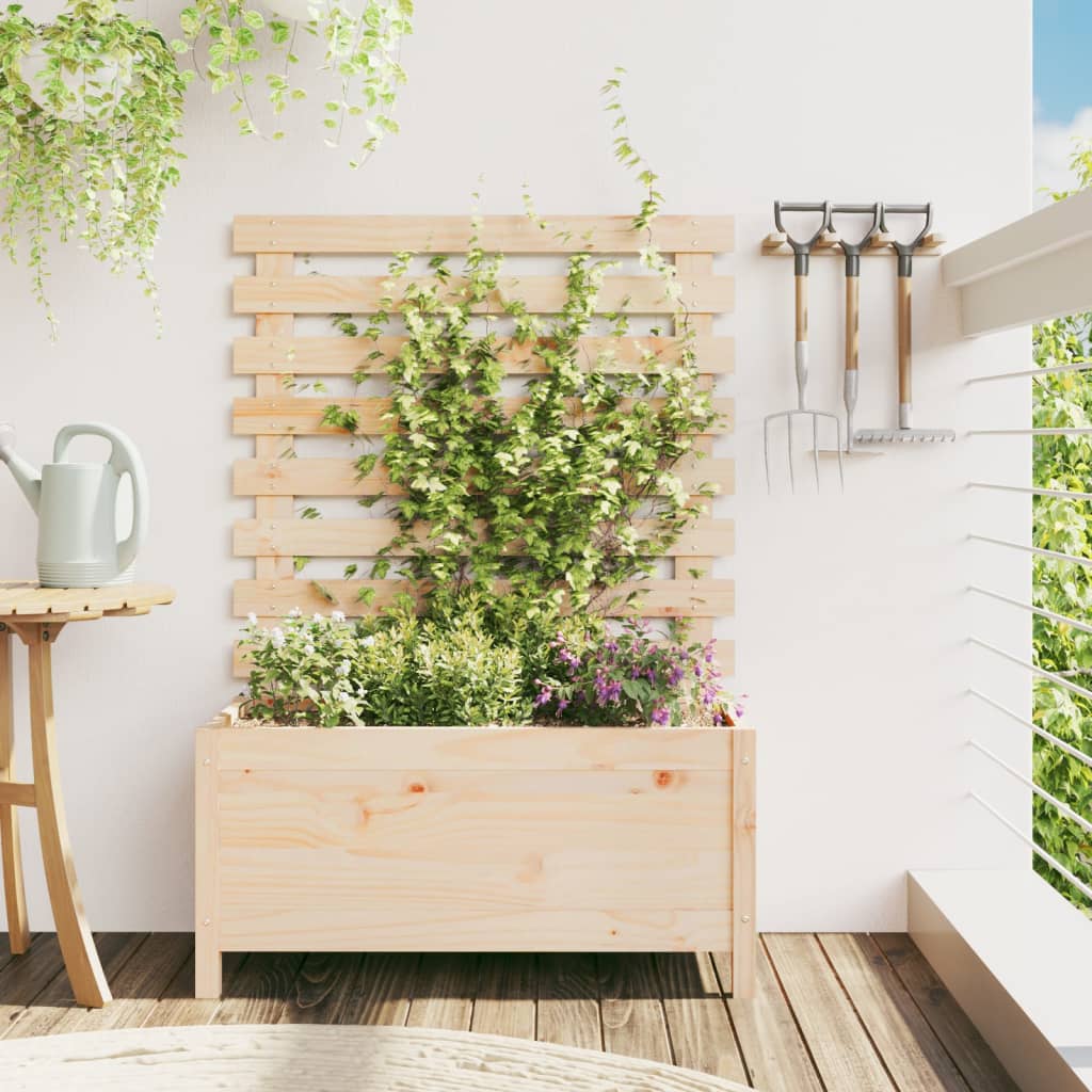 Jardinera Con Estantería Madera Maciza Douglas 79X39,5X114 Cm