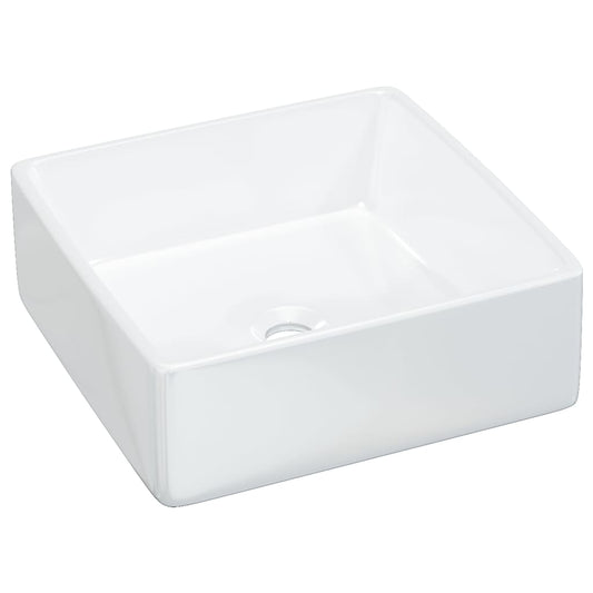 Lavabo Cuadrado De Cerámica Blanco 37X37X13 Cm