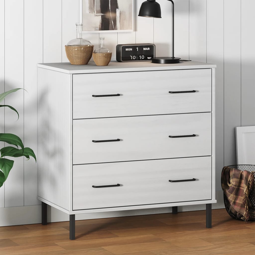 Aparador Con 3 Cajones Oslo Madera Maciza 77X40X79,5 Cm