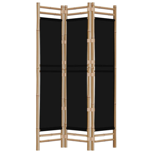 Biombo Plegable De 3 Paneles Bambú Y Lona 120 Cm