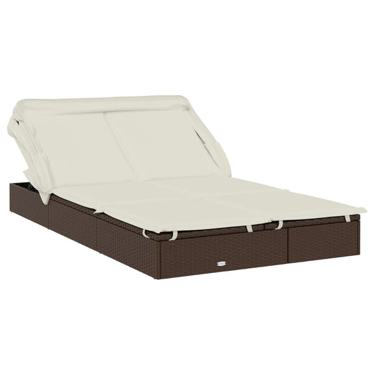 Tumbona 2 Personas Toldo Plegable Ratán Pe 213X118X97 Cm