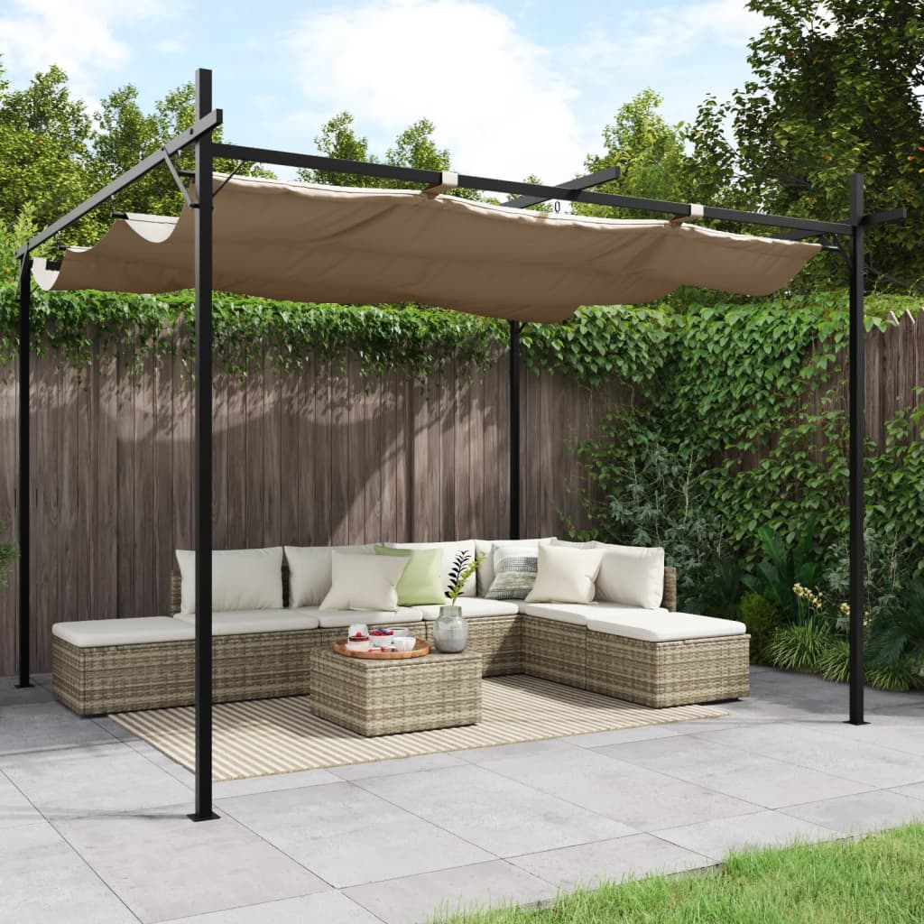 Pérgola Con Cubierta Retráctil Gris Taupe