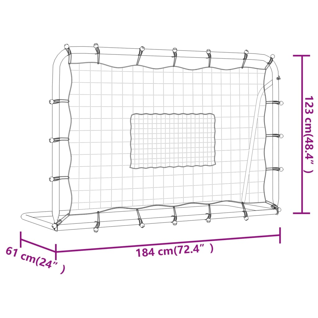 Red De Rebote De Fútbol Acero Y Pe Blanco Y Negro 184X61X123 Cm