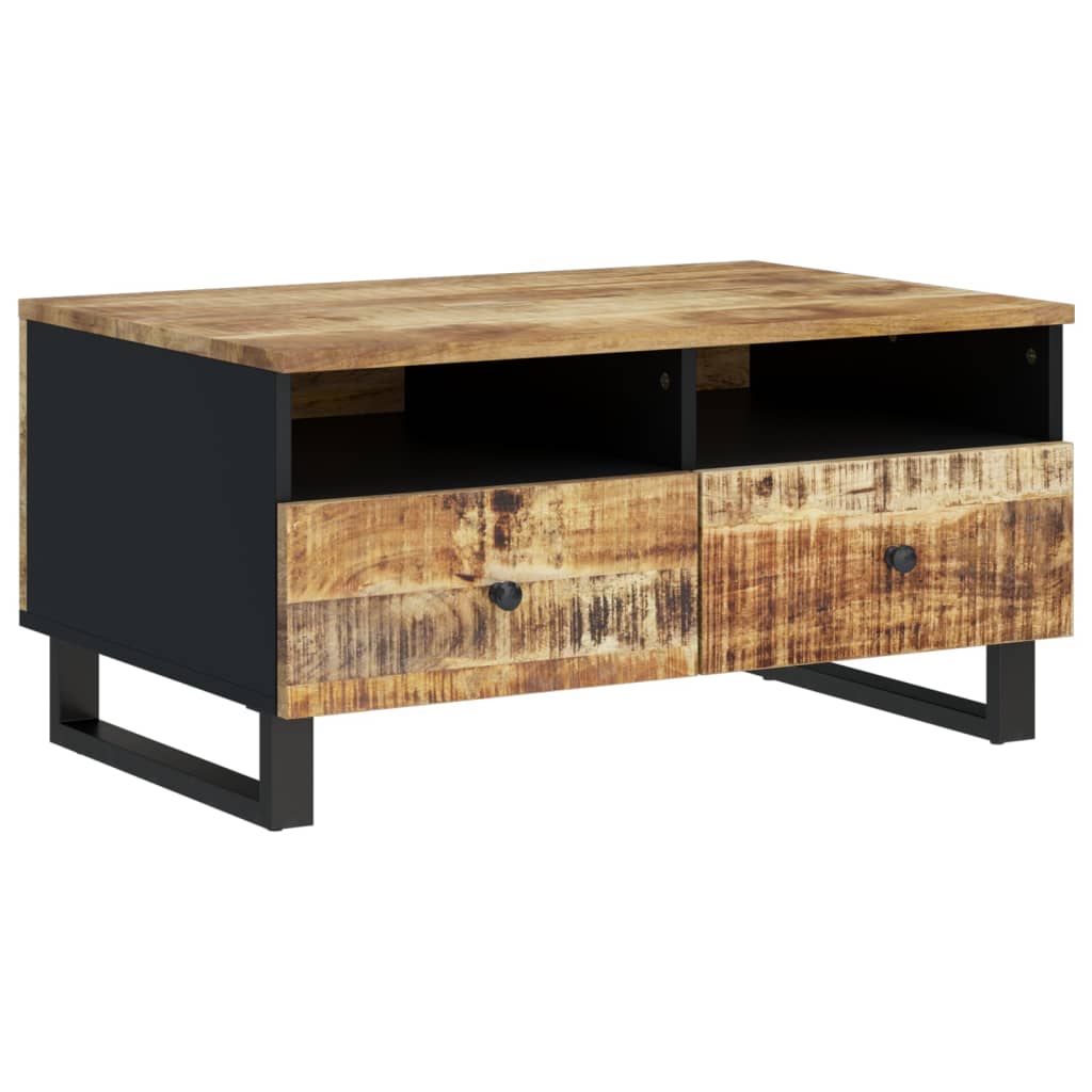 Mesa De Centro Madera Maciza Mango Y Contrachapada 80X54X40 Cm
