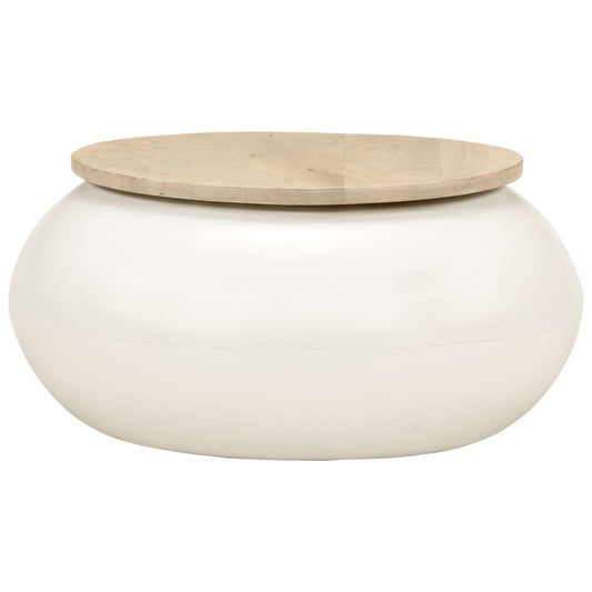 Mesa De Centro De Madera Maciza De Mango Blanca