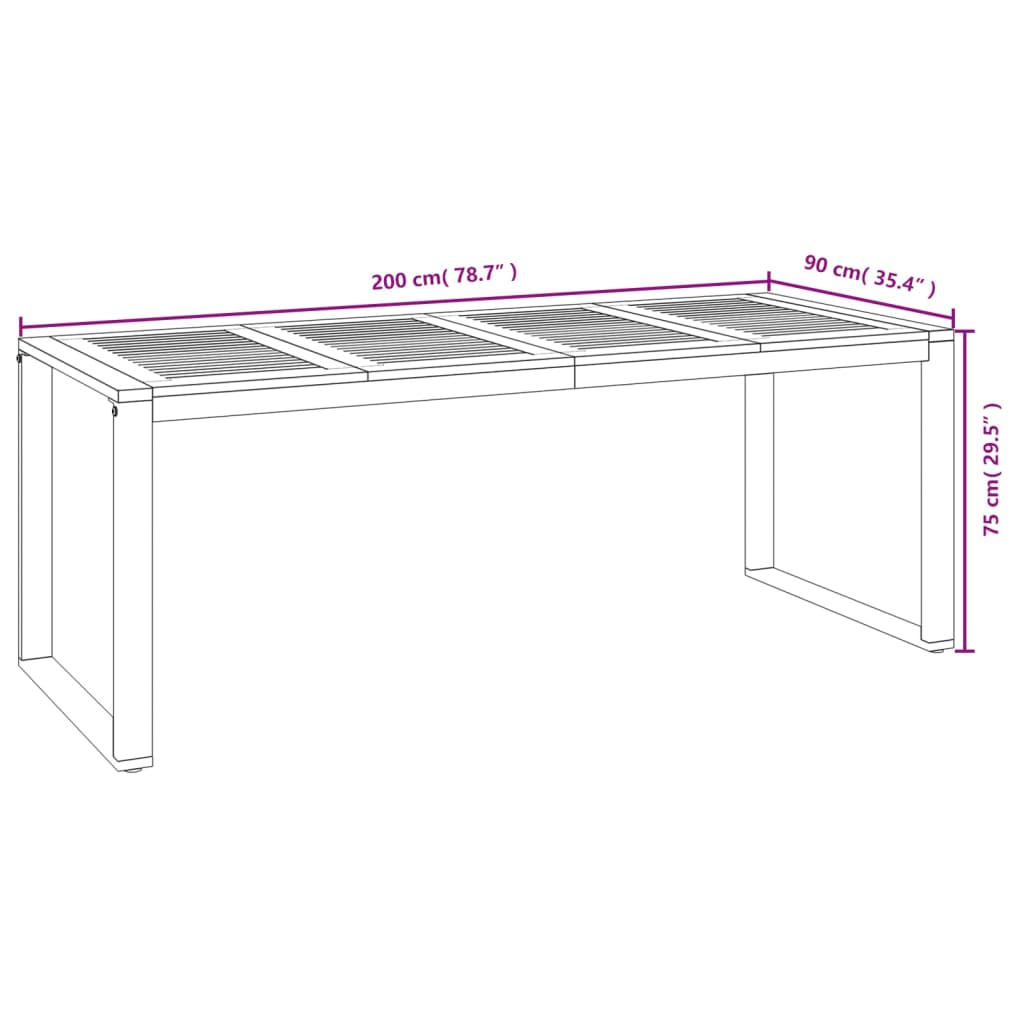 Mesa De Jardín Con Patas En U Madera Maciza Acacia