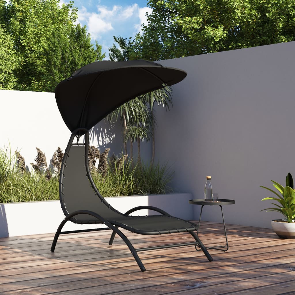 Tumbona Con Toldo Acero Y Tela Color 167X80X195 Cm