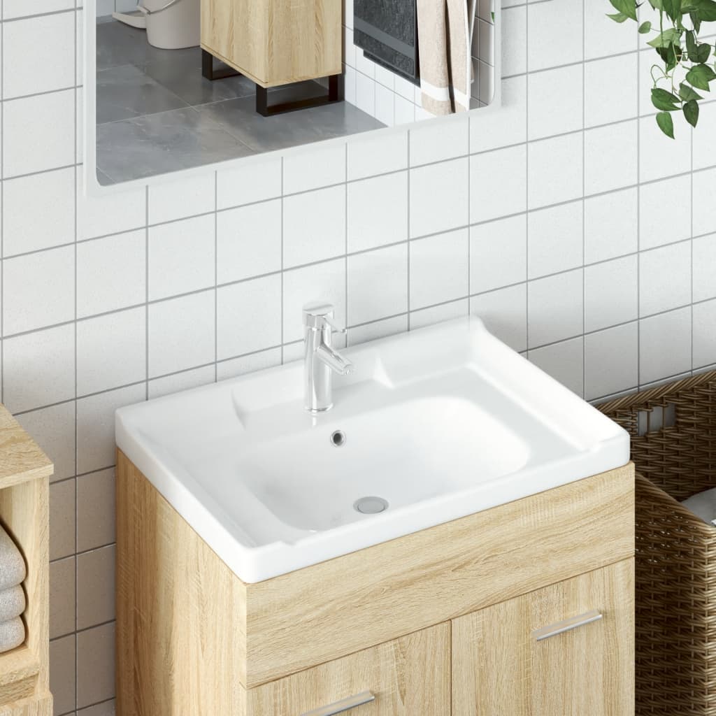 Lavabo De Baño Rectangular Cerámica Blanco 91,5X48X23 Cm