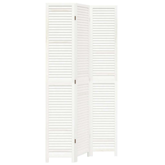 Biombo Separador De 3 Paneles Madera Maciza Paulownia Blanco