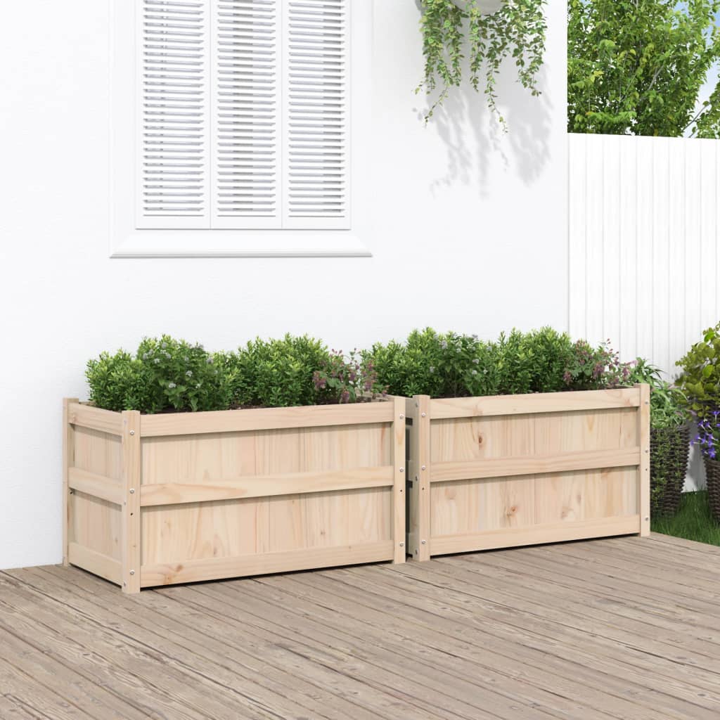 Jardineras De Exterior 2 Unidades Madera Maciza De Pino