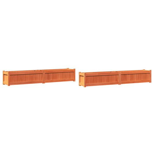 Jardineras De Exterior 2 Uds Madera Maciza De Pino Marrón Cera