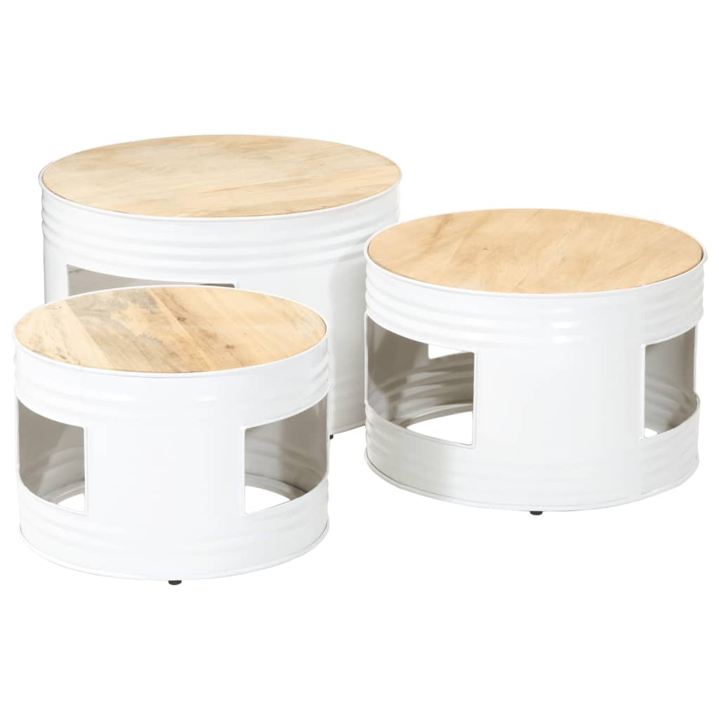 Mesa De Centro Madera Maciza De Mango Rugosa Negra 68X