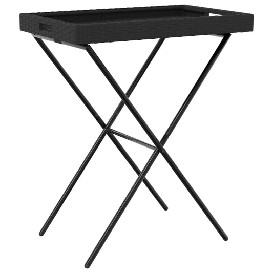 Mesa Con Bandeja Plegable Ratán Sintético 65X40X75 Cm