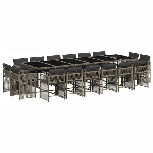 Set Comedor De Jardín 17 Pzas Y Cojines Ratán Sintético