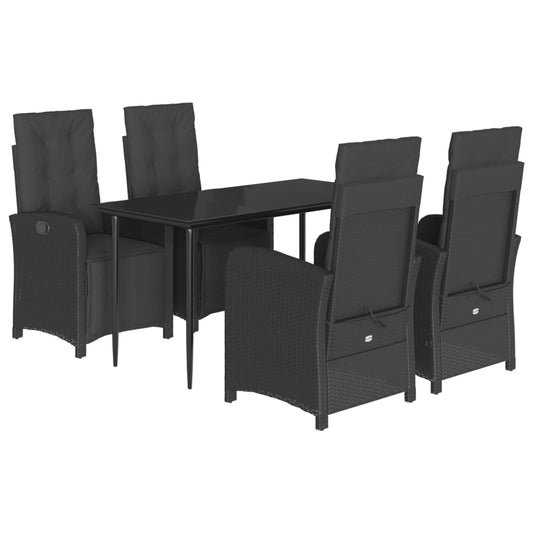 Set De Muebles Jardín 5 Pzas Con Cojines Ratán Sintético Negro