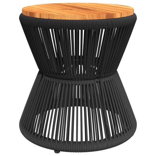 Mesa De Centro Base De Alambre Madera Acacia Negro Ø 45X44 Cm