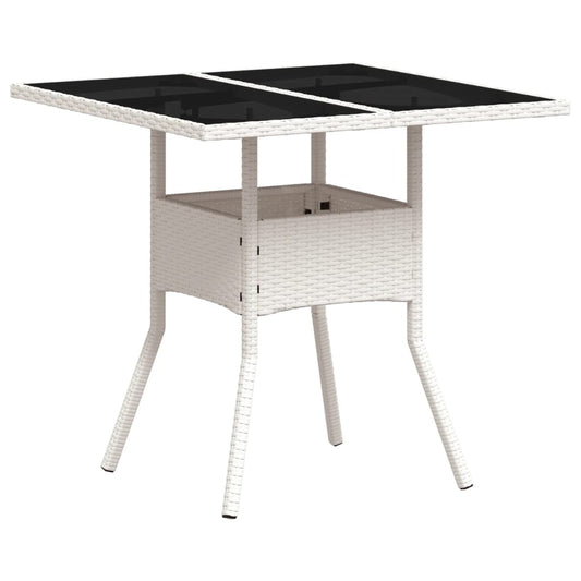 Mesa De Jardín Superficie De Vidrio Ratán Pe 80X80X75 Cm