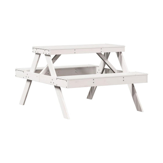 Mesa De Pícnic Madera Maciza De Pino 105X134X75 Cm