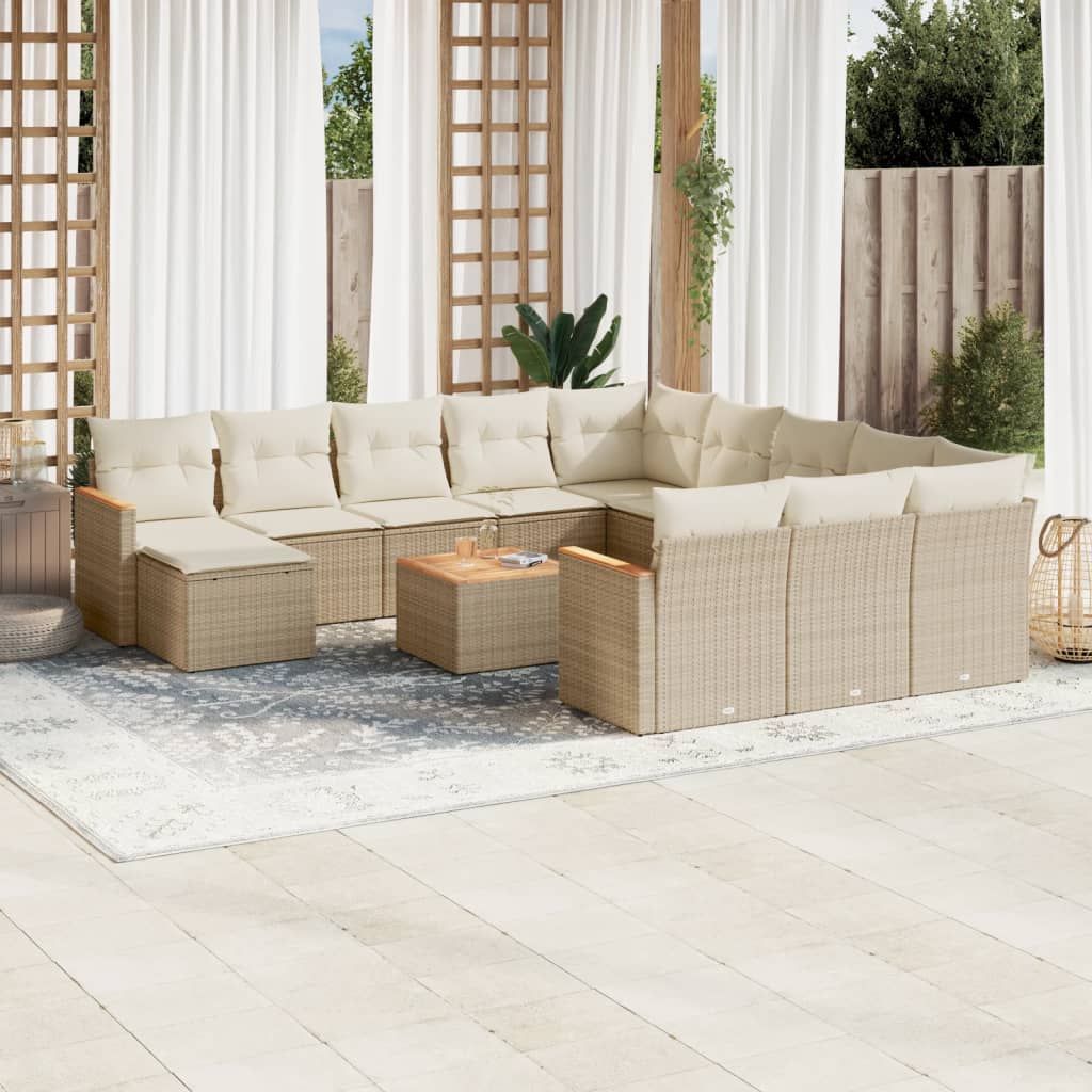 Set De Sofás De Jardín Y Cojines 13 Pzas Ratán Sintético Negro