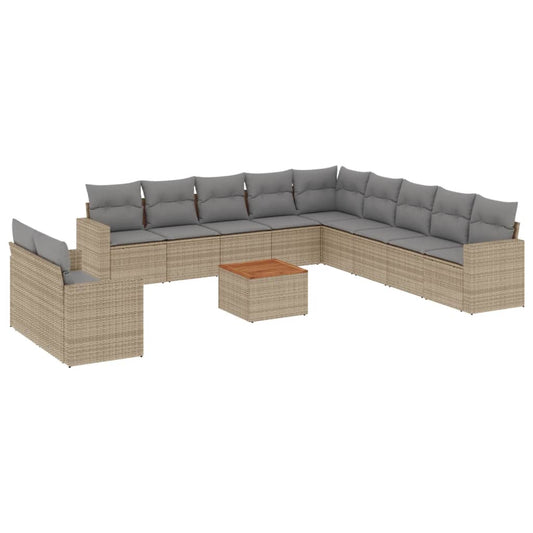 Set De Sofás De Jardín 12 Pzas Y Cojines Ratán Sintético Marrón