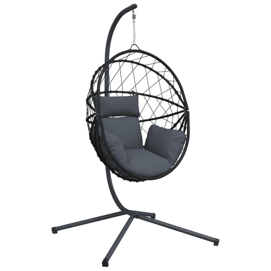 Silla Colgante Huevo Con Soporte Ratán Y Acero