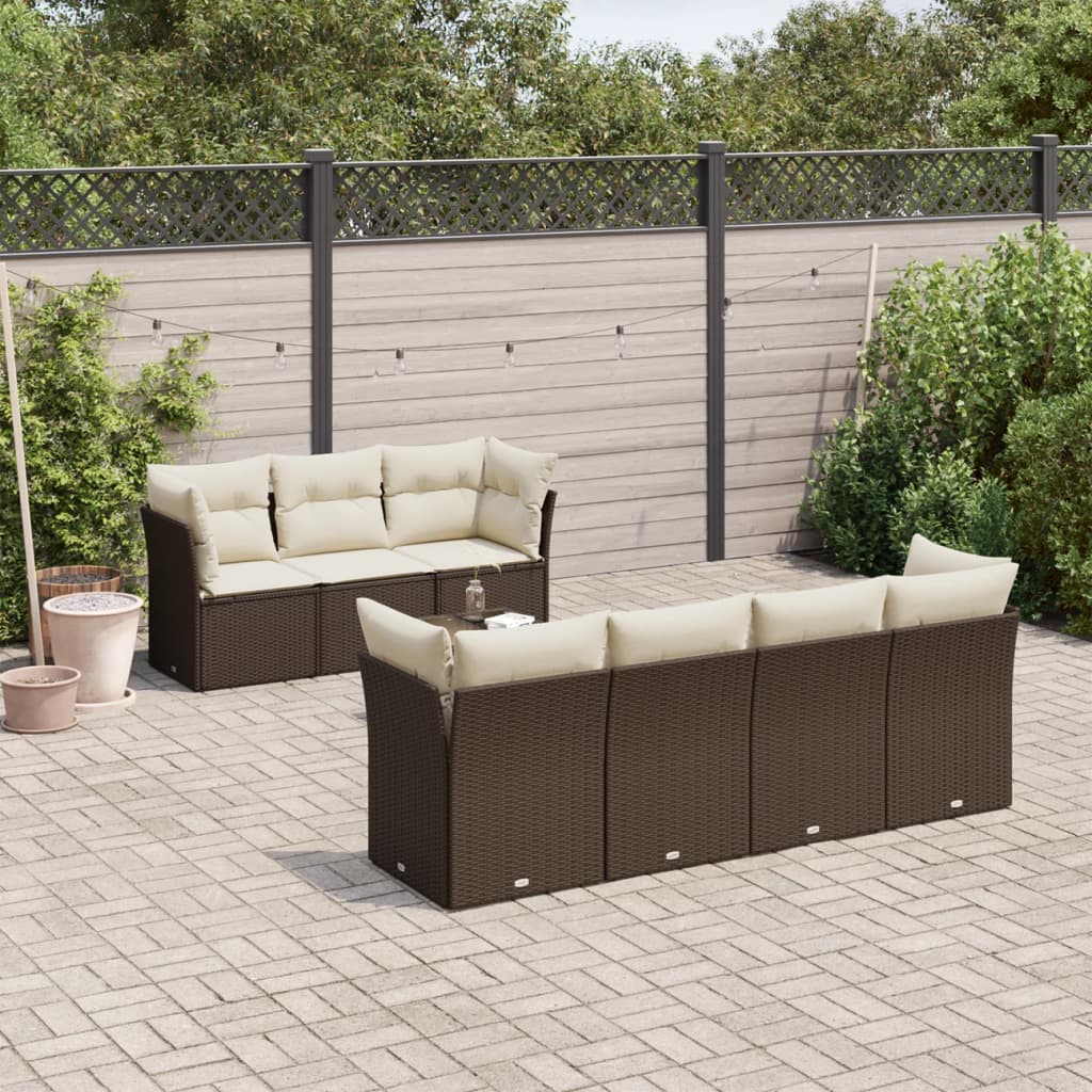 Set De Sofás De Jardín 8 Pzas Y Cojines Ratán Sintético Gris