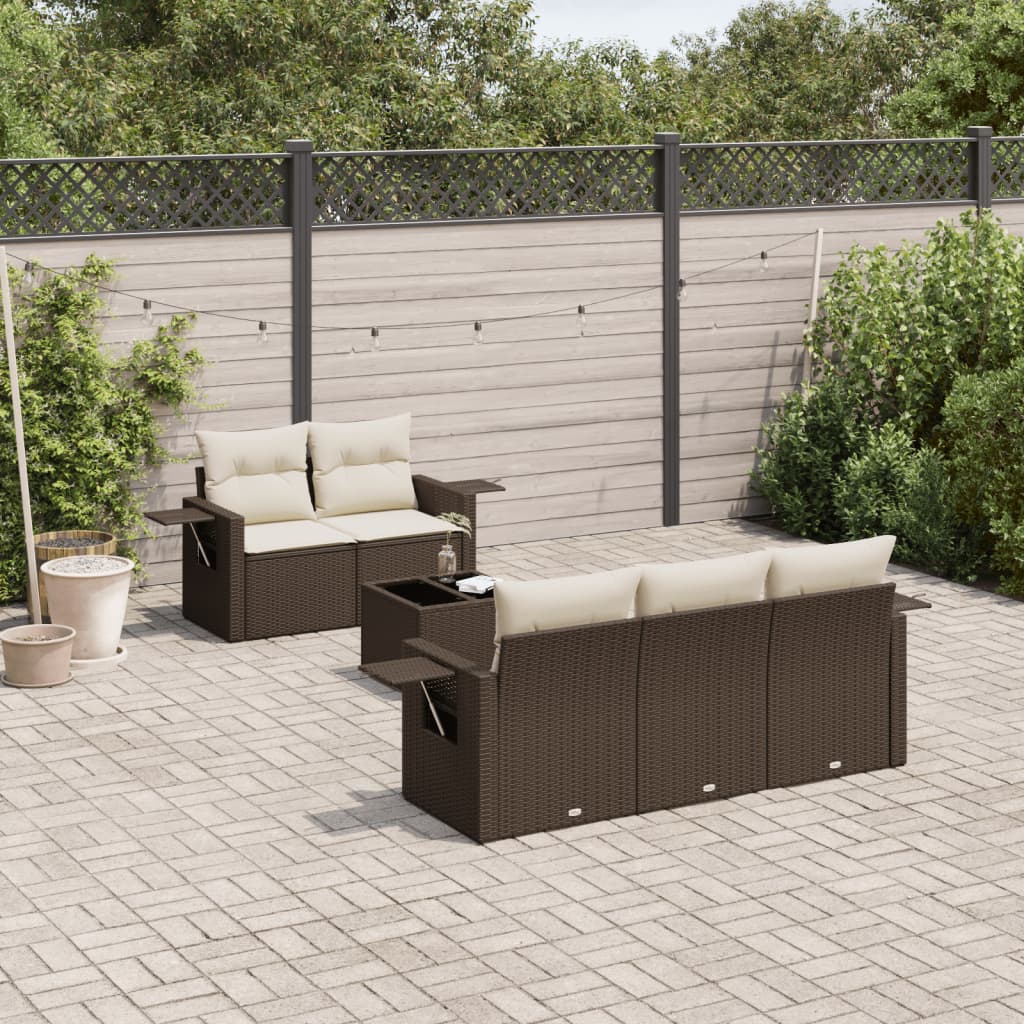 Set De Sofás De Jardín 6 Pzas Y Cojines Ratán Sintético Gris