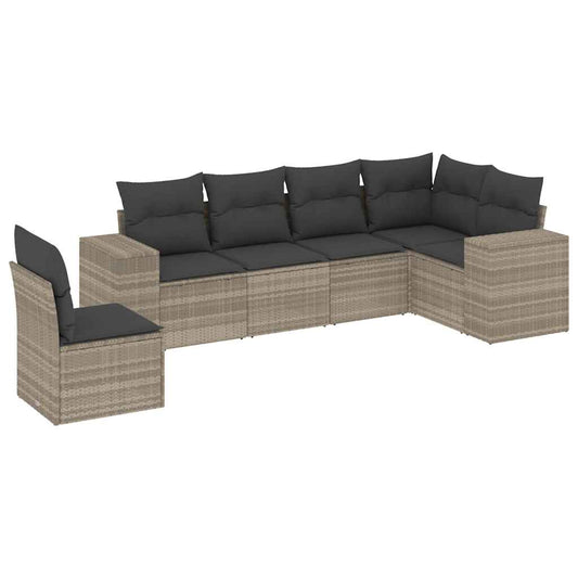 Set De Sofás De Jardín 6 Pzas Y Cojines Ratán Sintético Gris