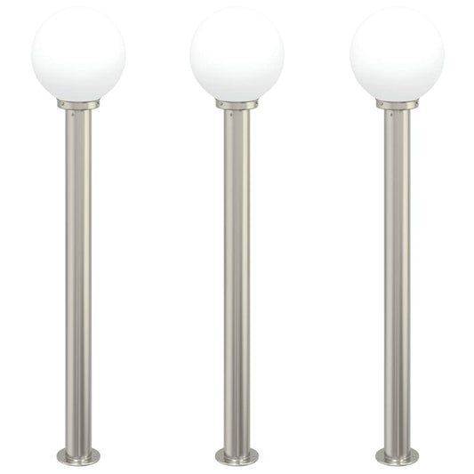 Balizas De Iluminación, 3 Unidades, 120 Cm, Acero Inoxidable, Ip44