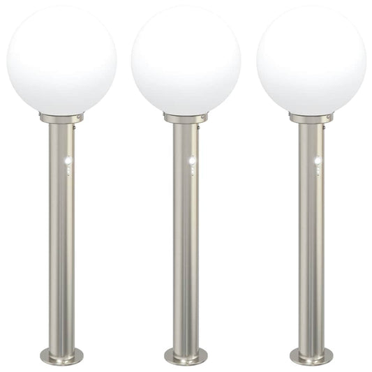 Balizas Luminosas Con Sensor, 3 Unidades, 80 Cm, Acero Inoxidable, Ip44
