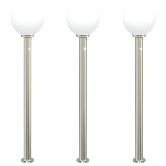 Balizas Luminosas Con Sensor, 3 Unidades, 120 Cm, Acero Inoxidable, Ip44