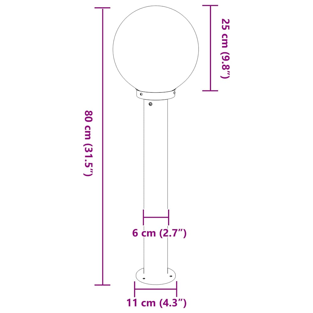 Balizas De Luz, 3 Unidades, 80 Cm, Color Negro, Ip44