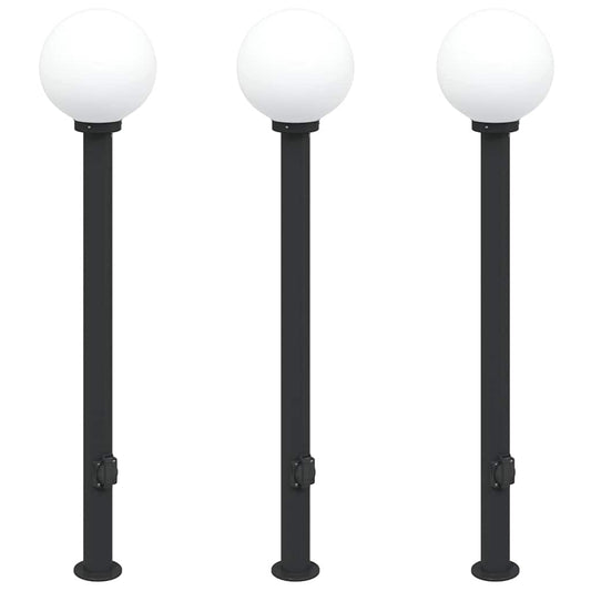Balizas De Luz Con Toma De Corriente, 3 Unidades, 120 Cm, Color Negro, Ip44