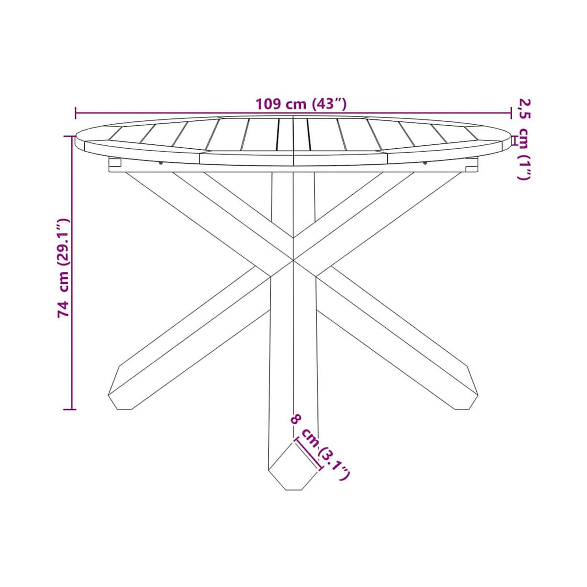 Mesa De Jardín Madera Maciza De Teca Ø