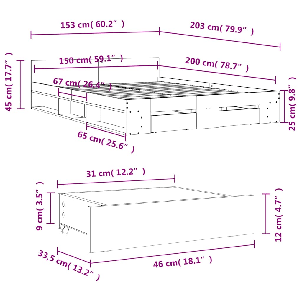 Cama Con Cajones Madera Ingeniería