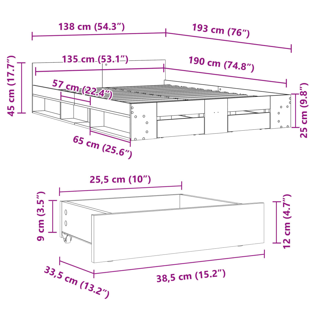 Cama Con Cajones Madera De Ingeniería